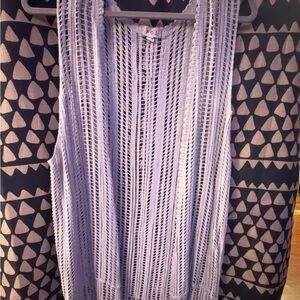 POL Grey Open-Knit Top